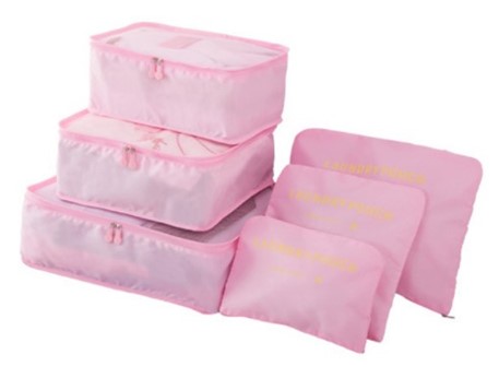 Clothing storage cube bags with laundry pouches 6 PCS - Pink